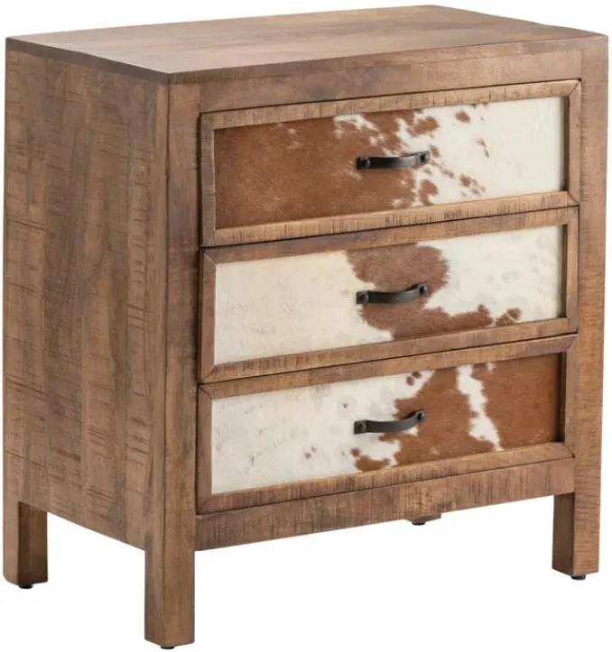 Crestview Collection Ft. Worth Brown Cowhide 3 Drawer Chest