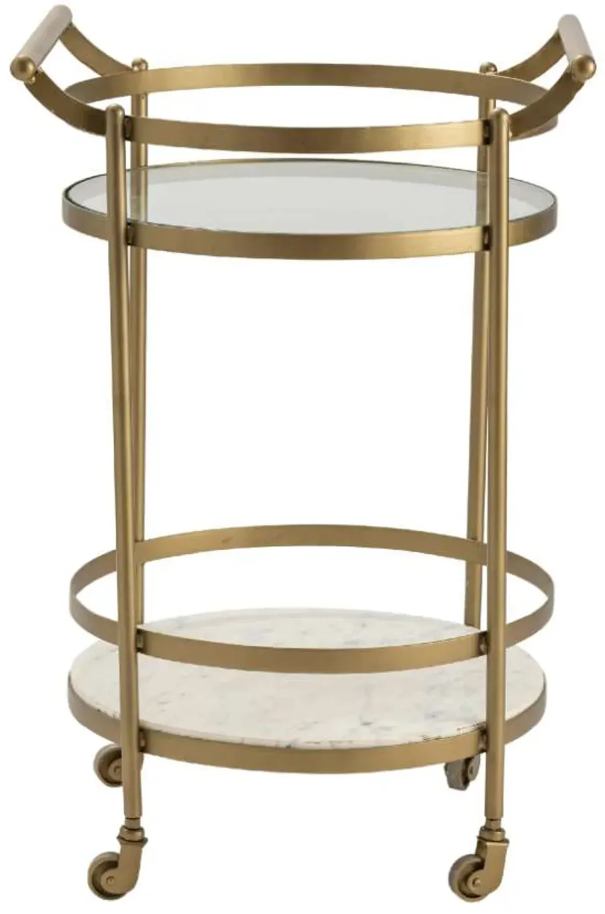 Crestview Collection Vine Grove Gold/White Marble and Glass Bar Cart