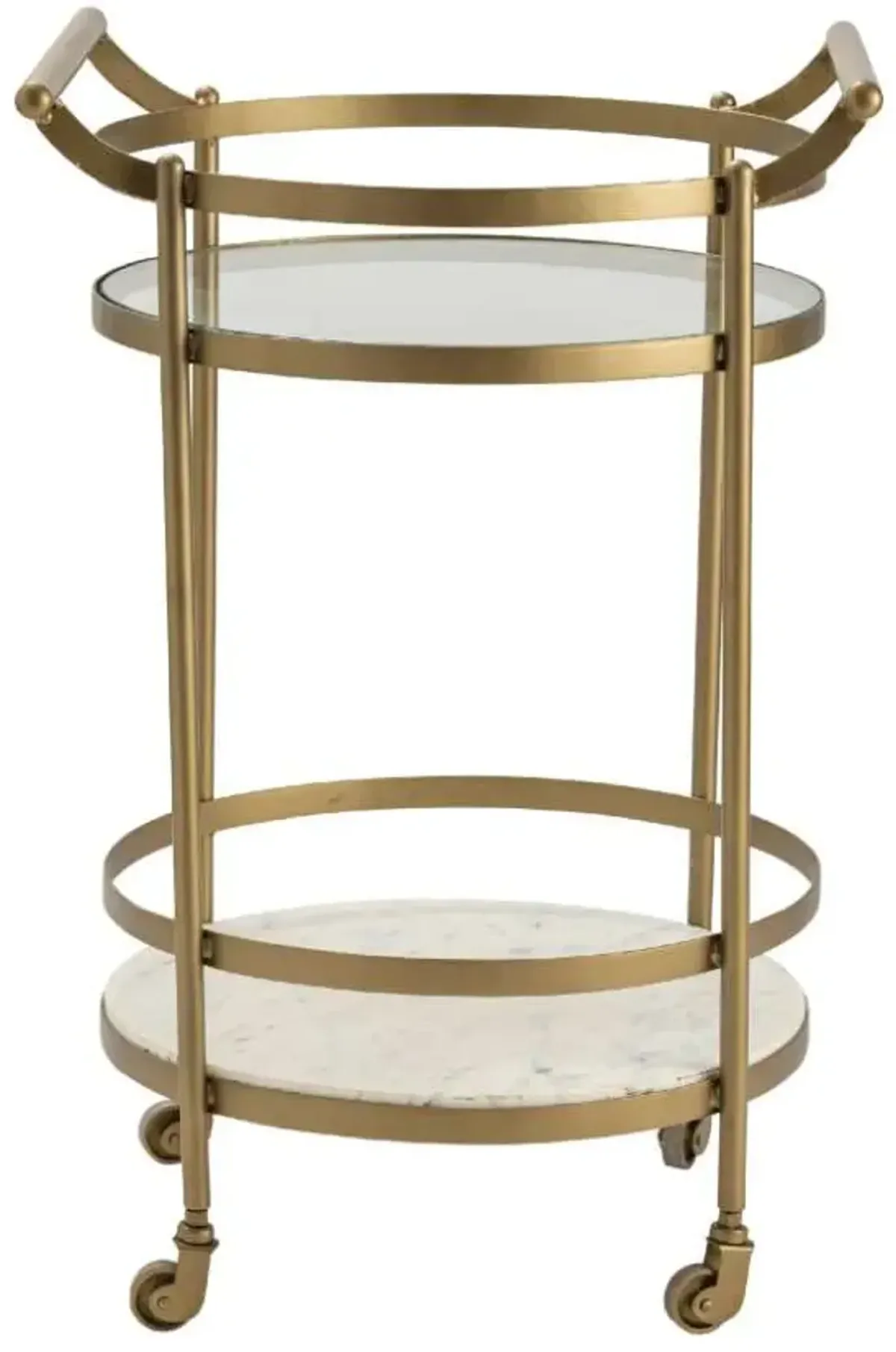 Crestview Collection Vine Grove Gold/White Marble and Glass Bar Cart