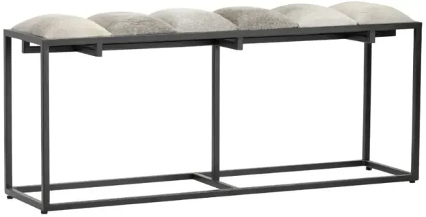 Crestview Collection Hampton Black Metal and Cowhide Bench
