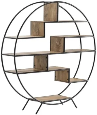 Crestview Collection Accord Black/Brown Round Etagere