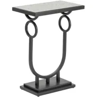 Crestview Collection Abrams Glass Top Accent Table with Black Base