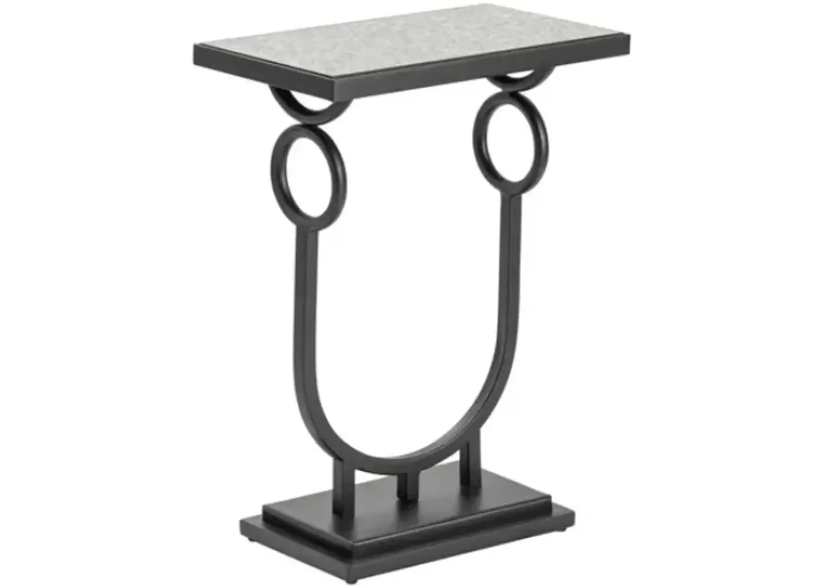 Crestview Collection Abrams Glass Top Accent Table with Black Base