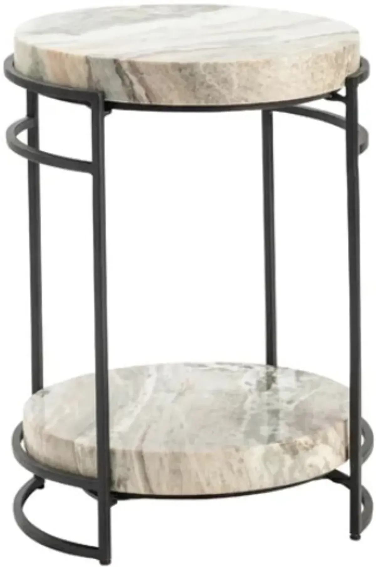 Crestview Collection Harvey Cream Marble Top Side Table with Black Frame