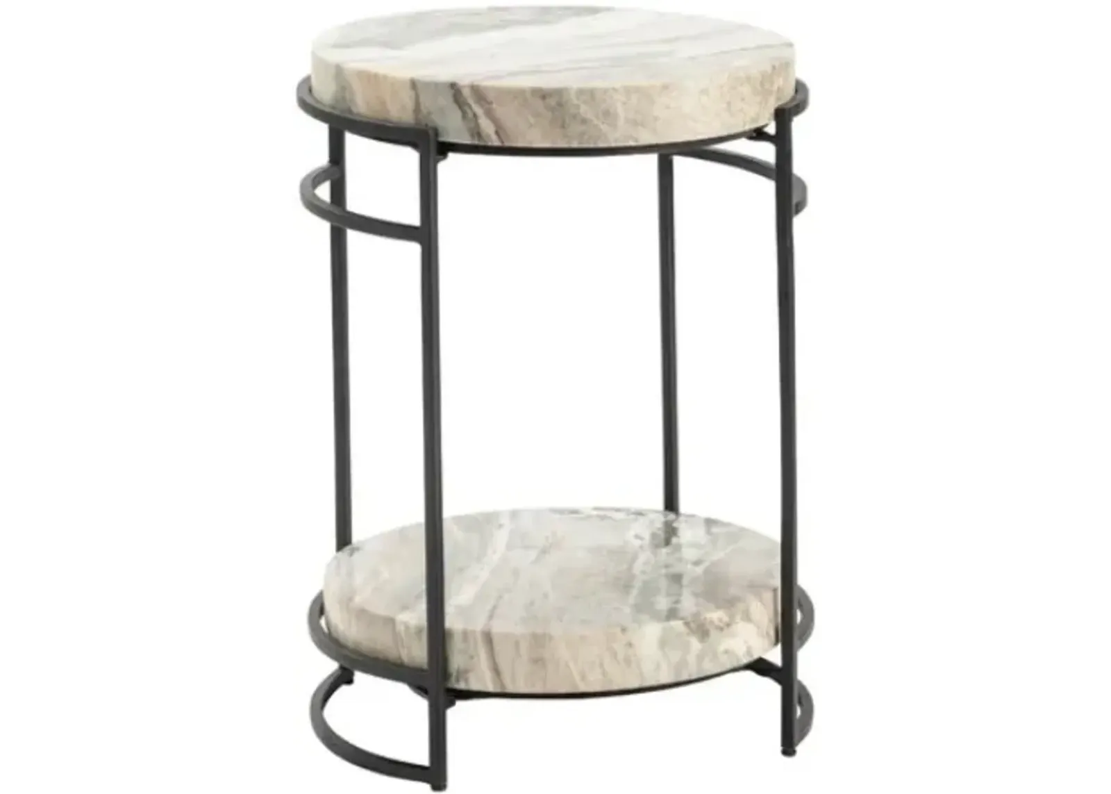 Crestview Collection Harvey Cream Marble Top Side Table with Black Frame