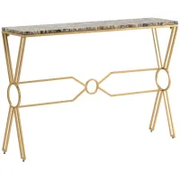 Crestview Collection Kendall Brown Agate Top Console Table with Gold Base