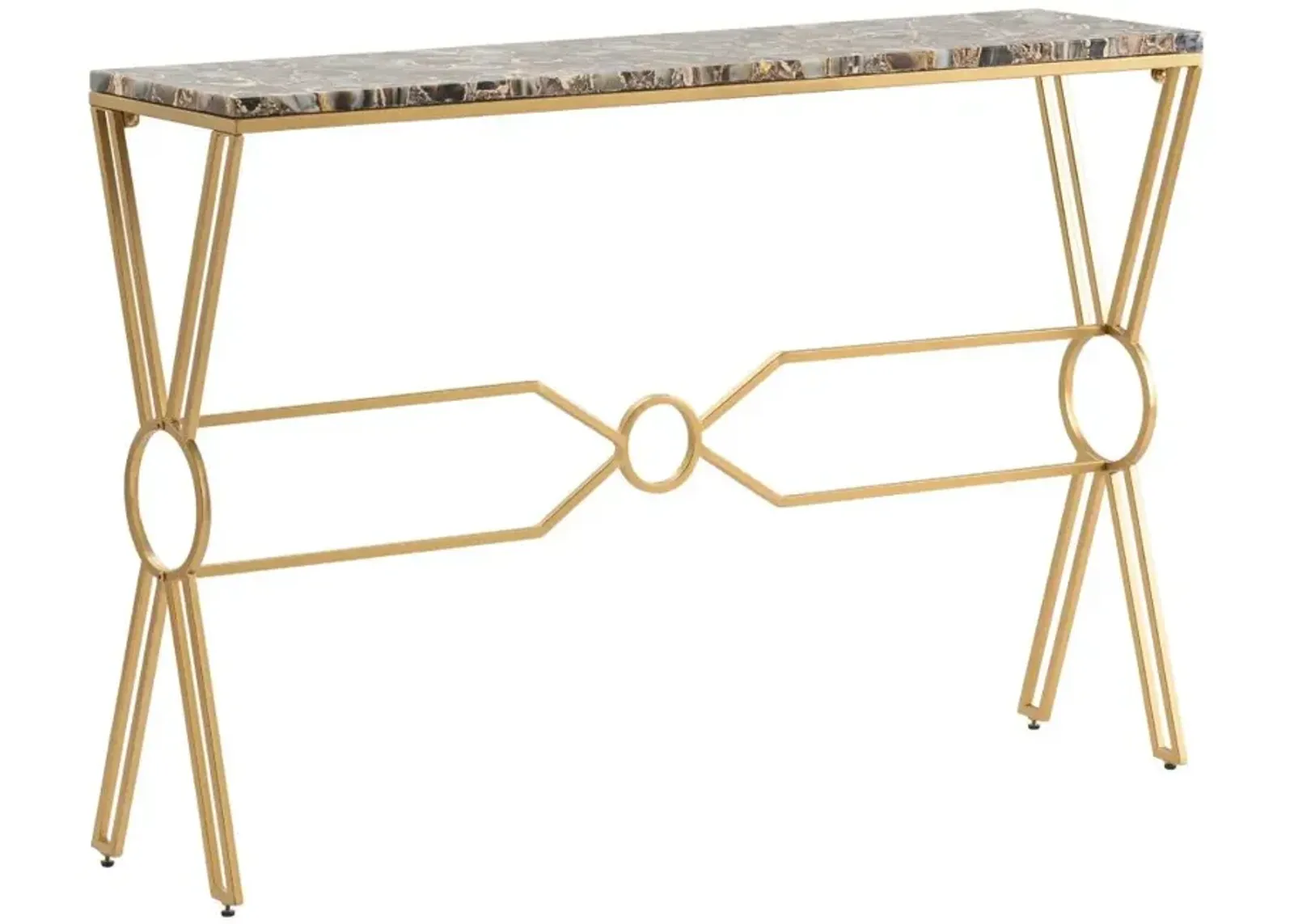 Crestview Collection Kendall Brown Agate Top Console Table with Gold Base