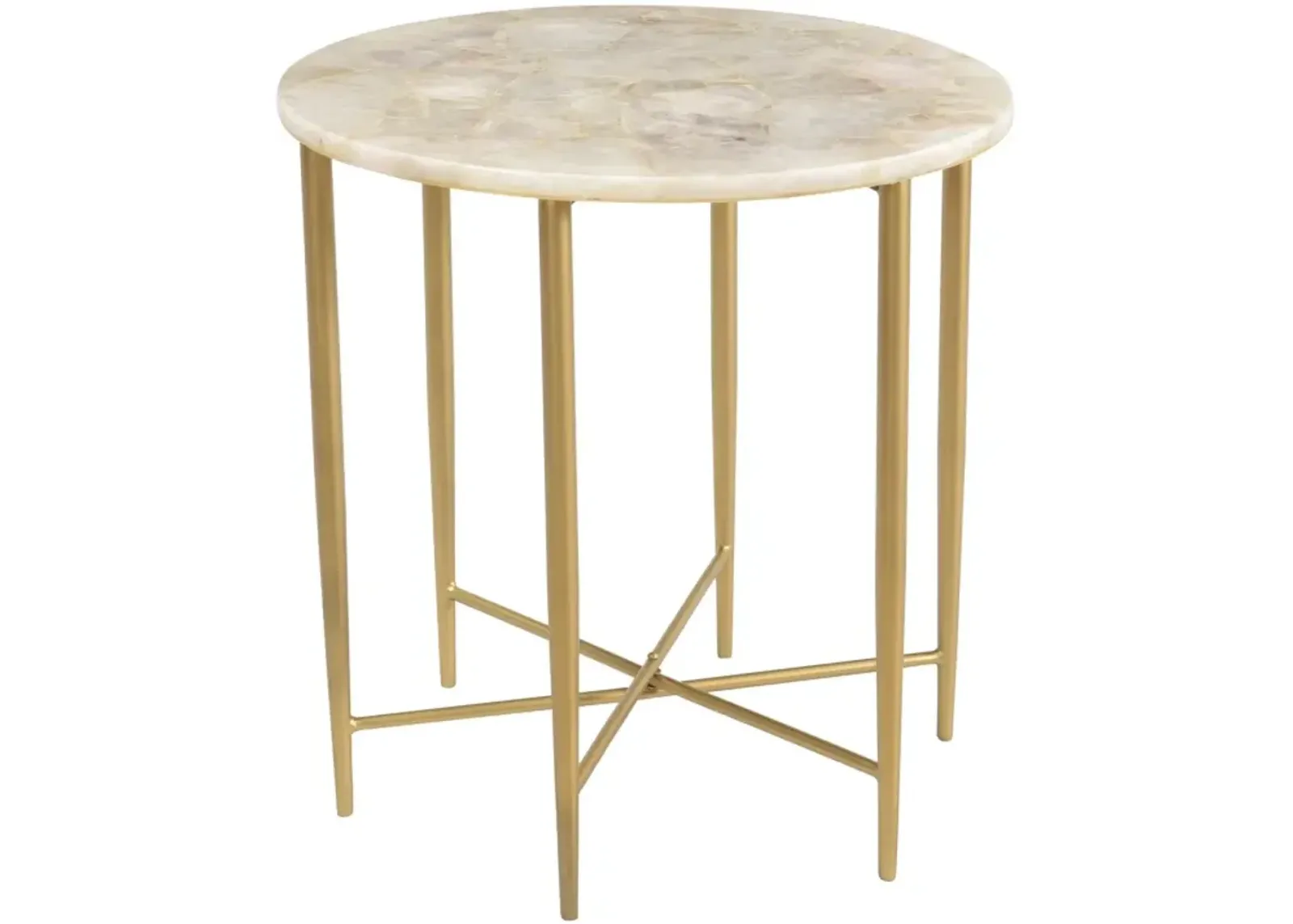 Crestview Collection Katherine Cream Round Accent Table with Gold Base