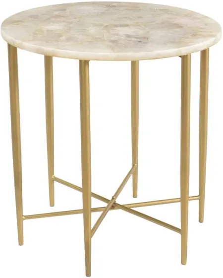 Crestview Collection Katherine Cream Round Accent Table with Gold Base