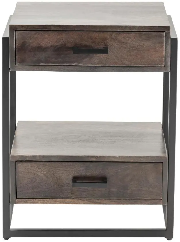 Crestview Collection Beckett Brown Side Table with Black Frame