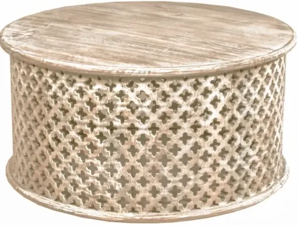 Crestview Collection Midland White Washed Cocktail Table