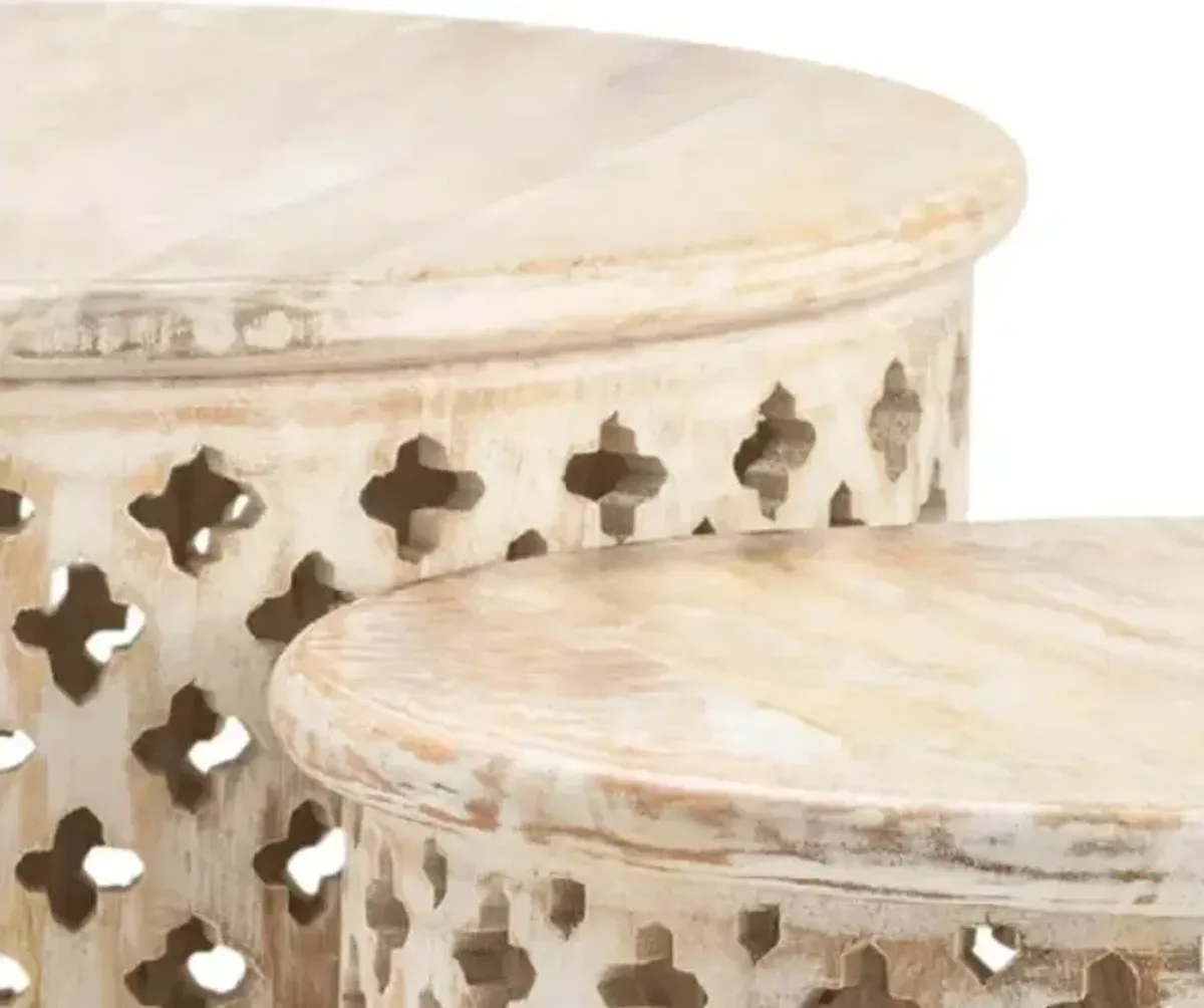 Crestview Collection Midland 2-Piece Natural Round End Table Set