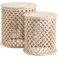 Crestview Collection Midland 2-Piece Natural Round End Table Set