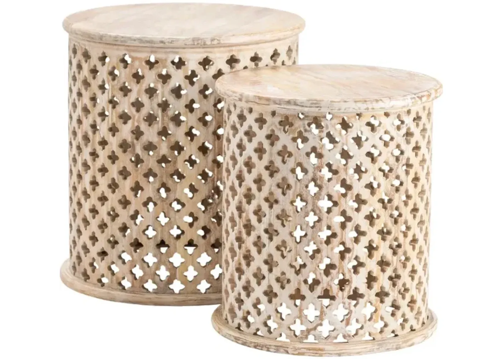 Crestview Collection Midland 2-Piece Natural Round End Table Set