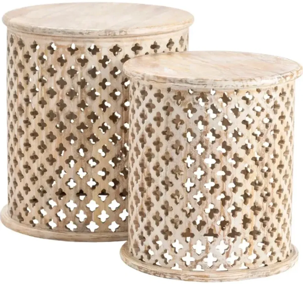 Crestview Collection Midland 2-Piece Natural Round End Table Set