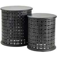Crestview Collection Canyon 2-Piece Black Round End Table Set