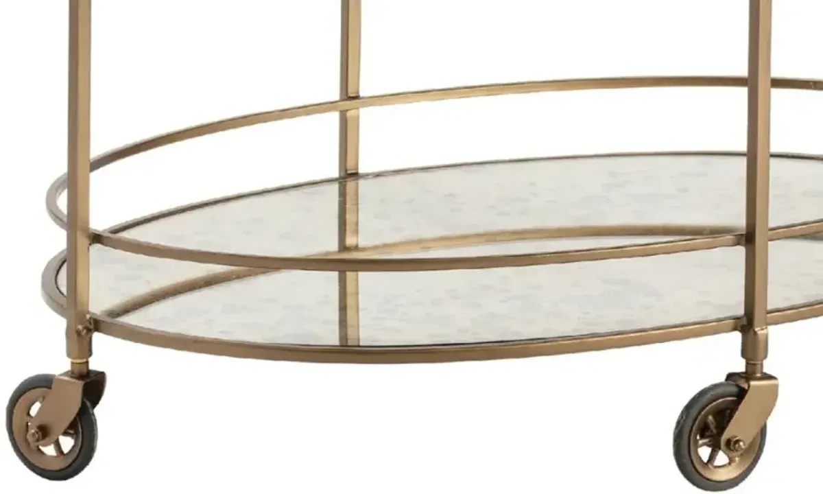 Crestview Collection Waterford Gold Oval Bar Cart