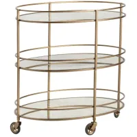 Crestview Collection Waterford Gold Oval Bar Cart