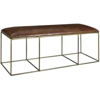 Crestview Collection Bengal Manor Dimpled Iron and Leather Bench
