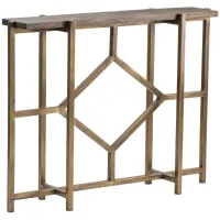 Crestview Collection Bengal Manor Brown Diamond Console Table with Gold Base