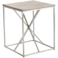 Crestview Collection Bengal Manor Asterisk Light Brown End Table with Silver Base