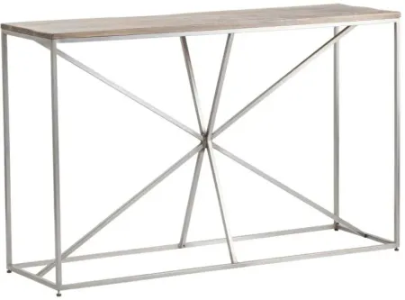 Crestview Collection Bengal Manor Asterisk Light Brown Console Table with Silver Base