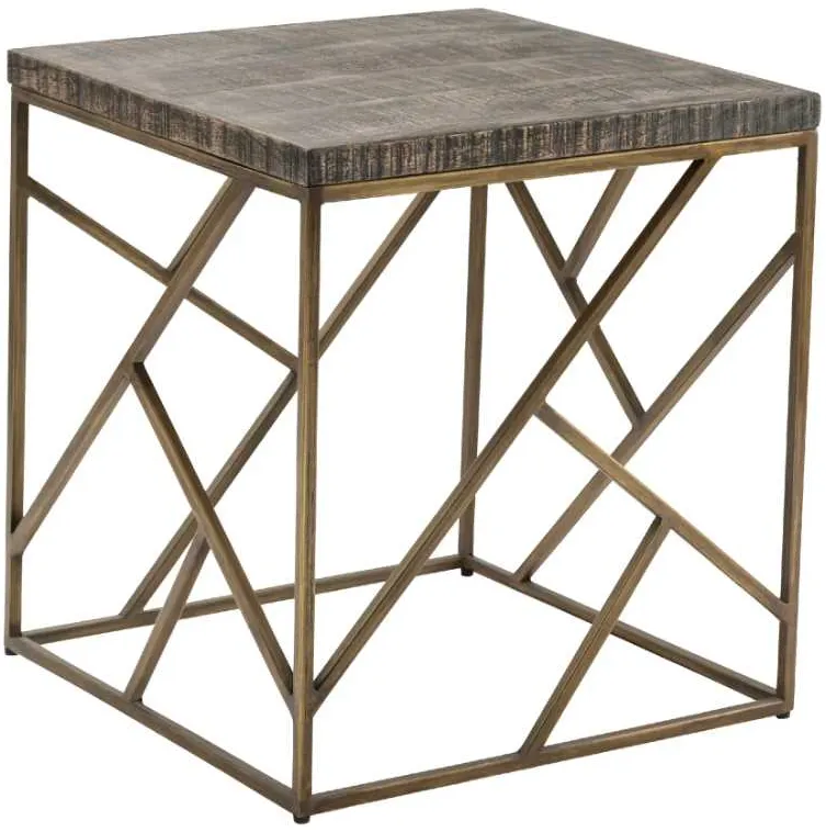 Crestview Collection Bengal Manor Wyndham Dark Brown End Table with Brass Base