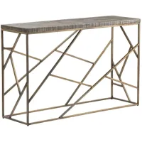 Crestview Collection Bengal Manor Wyndham Dark Brown Console Table with Brass Base