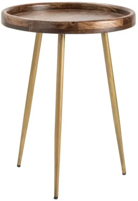 Crestview Collection Bengal Manor Silva Medium Brown Accent Table with Brass Base
