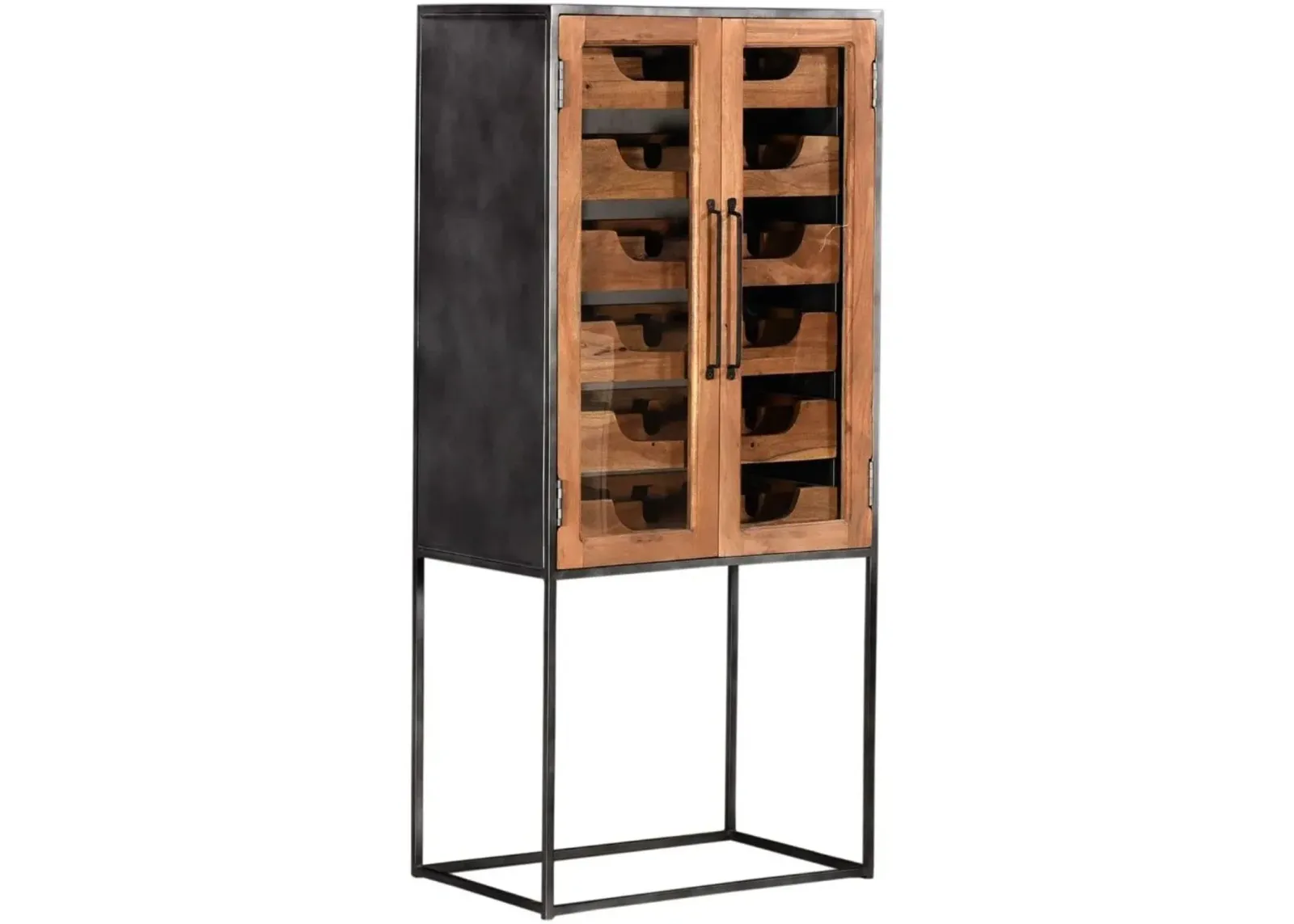 Crestview Collection Bengal Manor Tall Glass And Metal Wine Cabinet