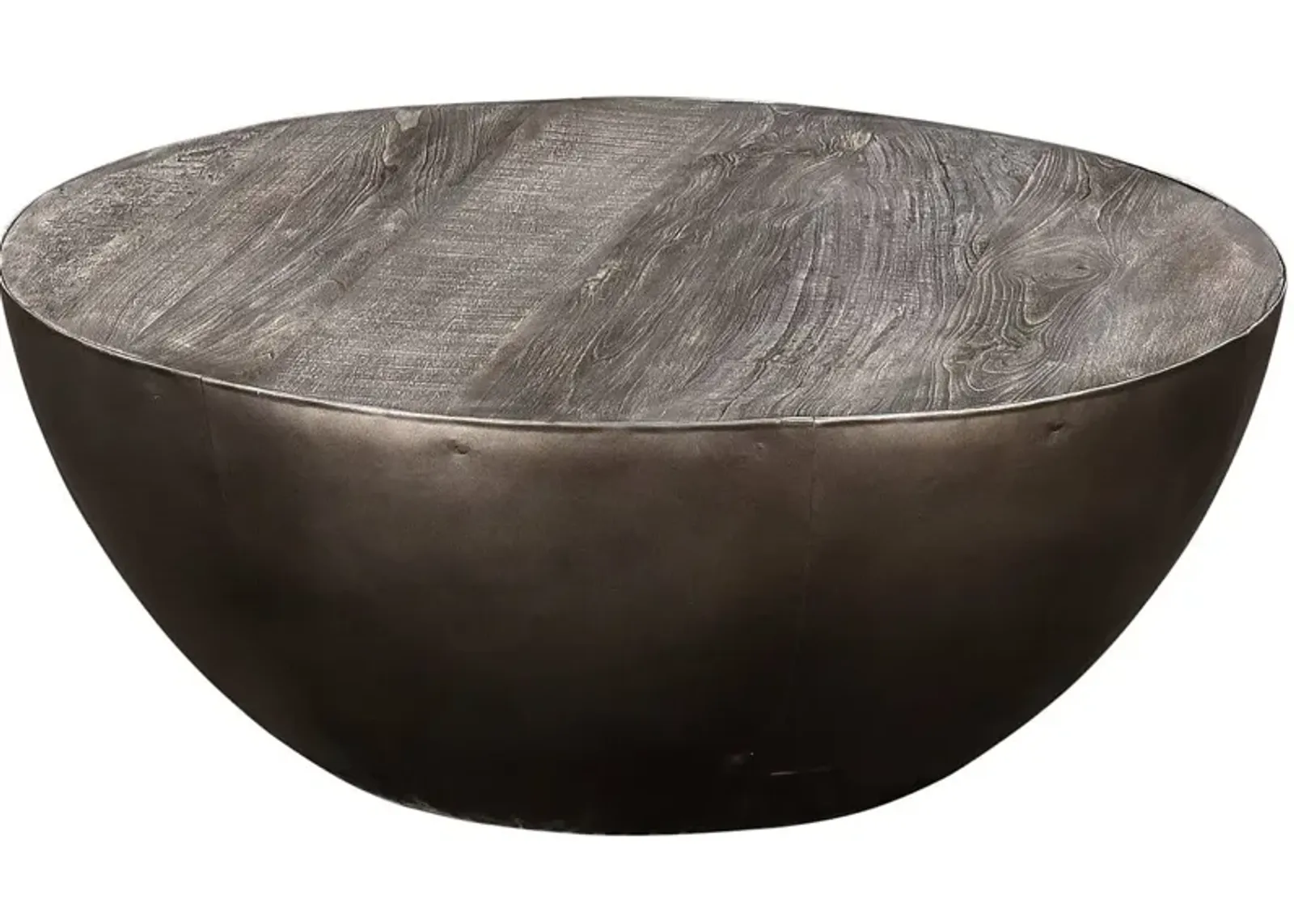 Crestview Collection Bengal Manor Distressed Grey Drum Base Cocktail Table