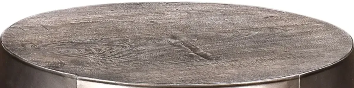 Crestview Collection Bengal Manor Distressed Grey Drum Base End Table