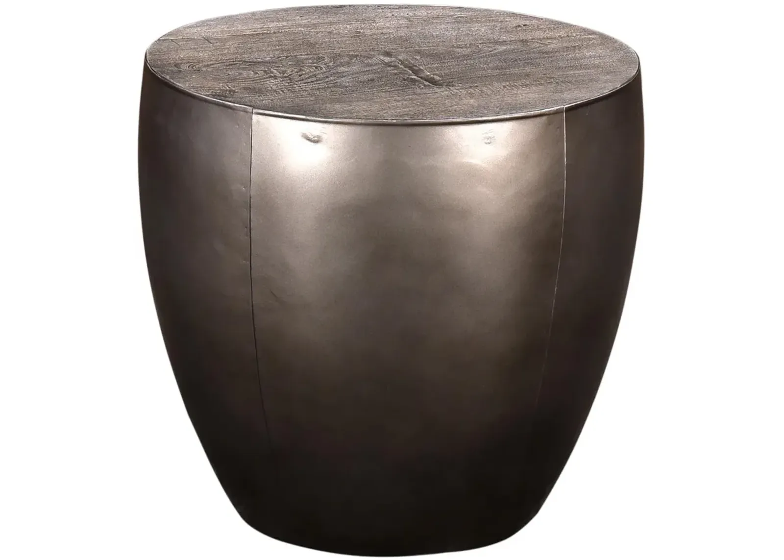 Crestview Collection Bengal Manor Distressed Grey Drum Base End Table