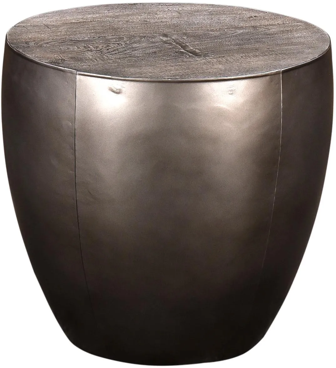 Crestview Collection Bengal Manor Distressed Grey Drum Base End Table