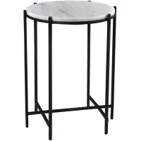 Crestview Collection Bengal Manor Talley White Marble Top Accent Table with Black Base