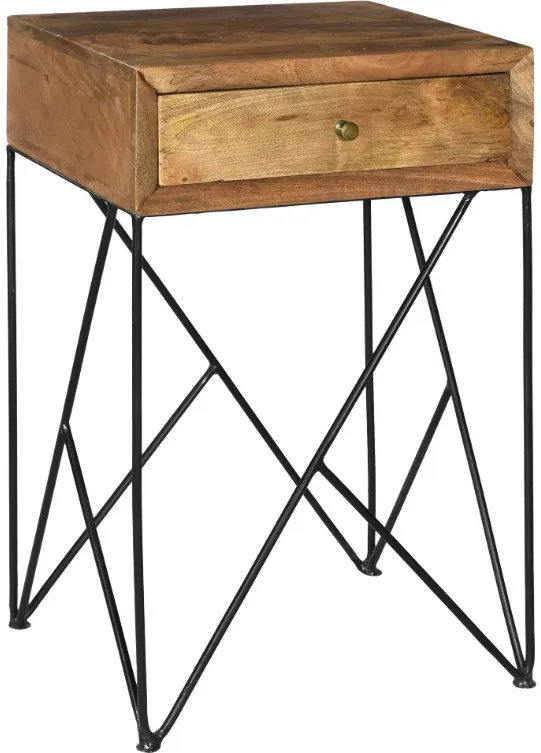 Crestview Collection Bengal Manor Light Brown Accent Table with Black Base