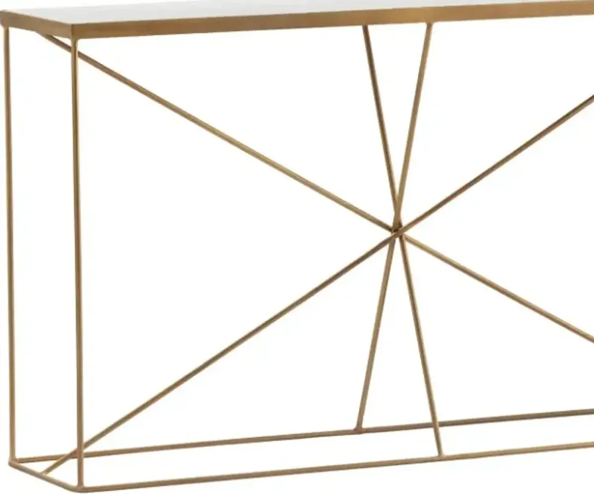 Crestview Collection Bengal Manor Kandinsky White Marble Top Console Table with Gold Base