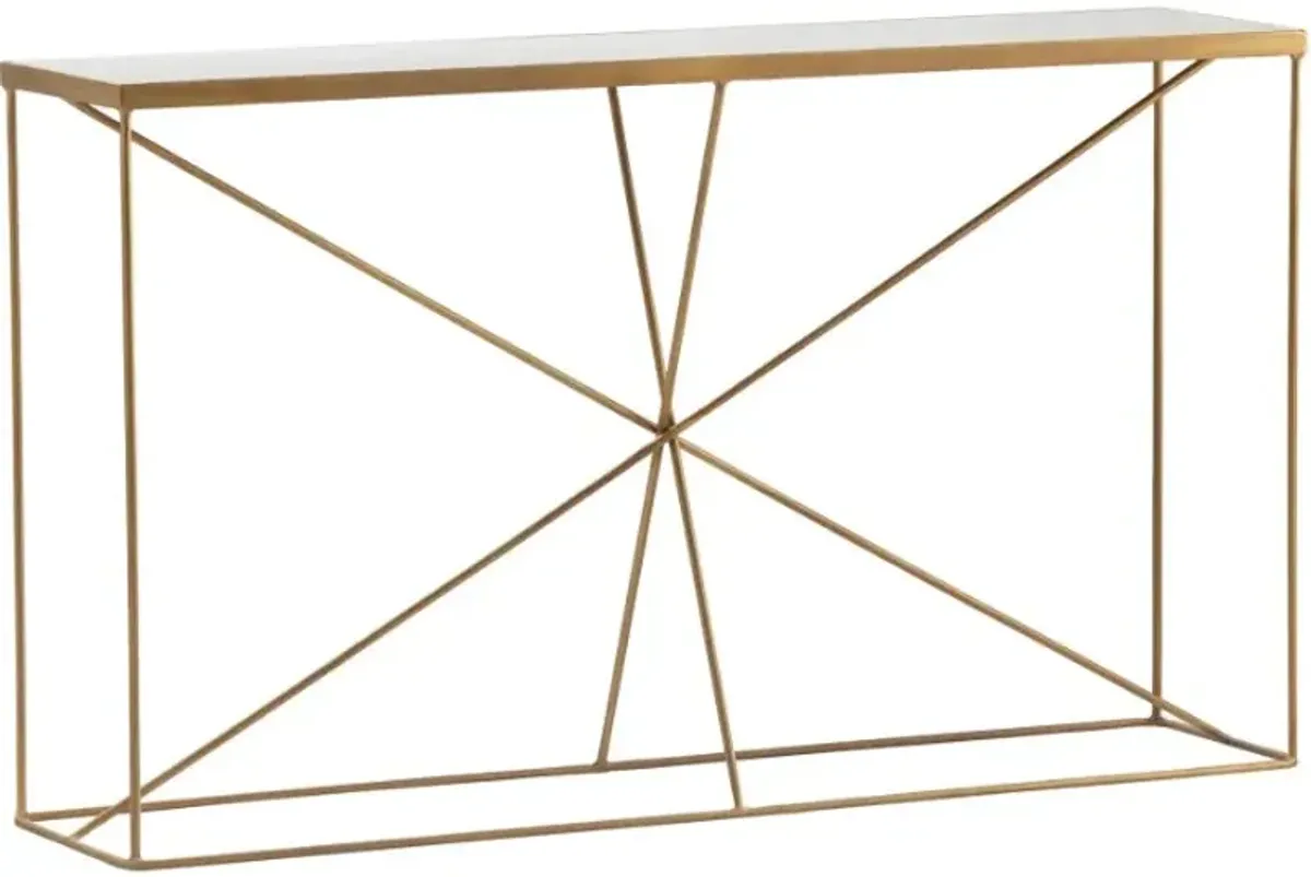 Crestview Collection Bengal Manor Kandinsky White Marble Top Console Table with Gold Base