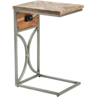 Crestview Collection Bengal Manor Coleman Brown C Side Table with Silver Base