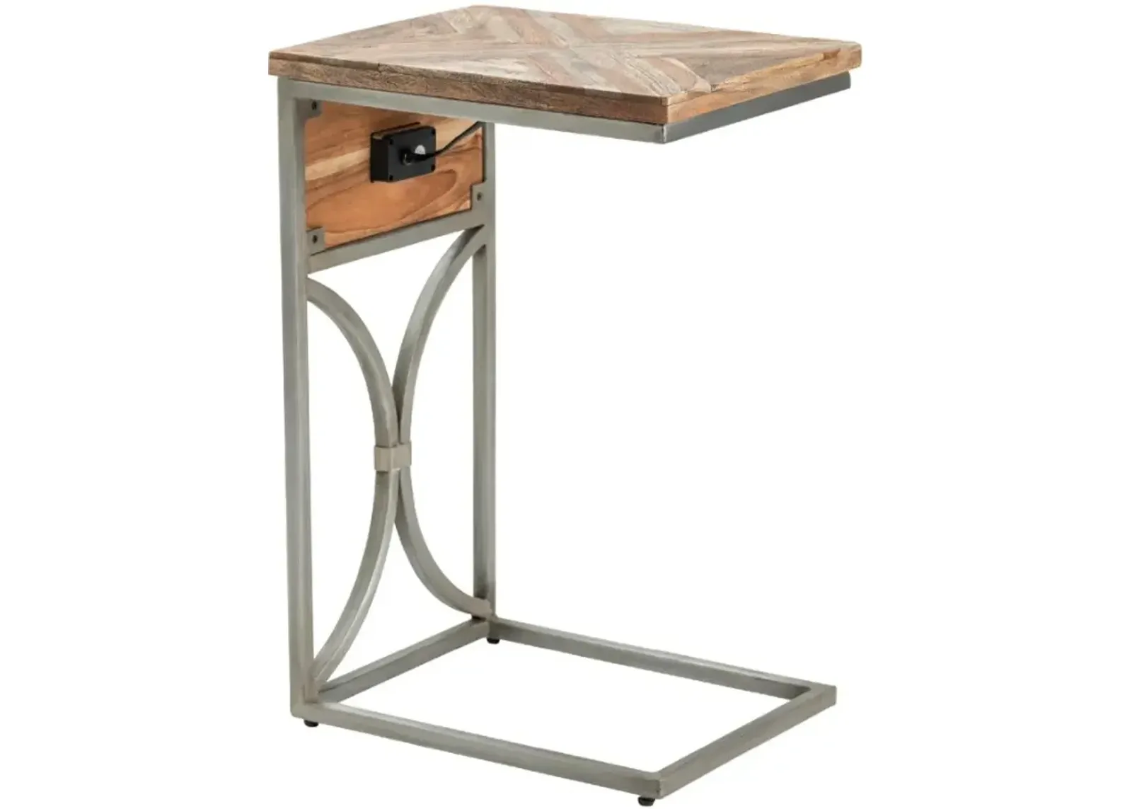 Crestview Collection Bengal Manor Coleman Brown C Side Table with Silver Base