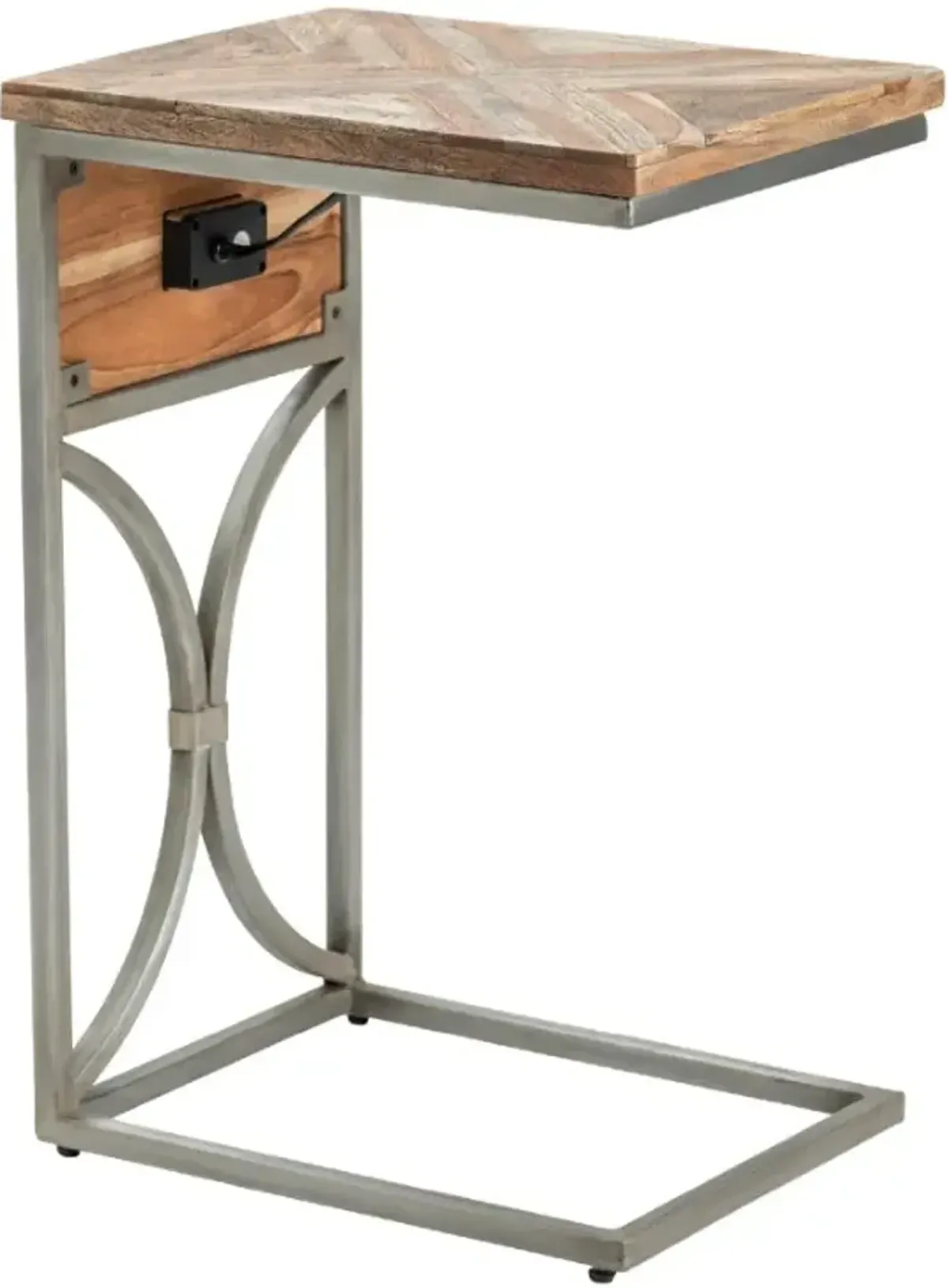 Crestview Collection Bengal Manor Coleman Brown C Side Table with Silver Base