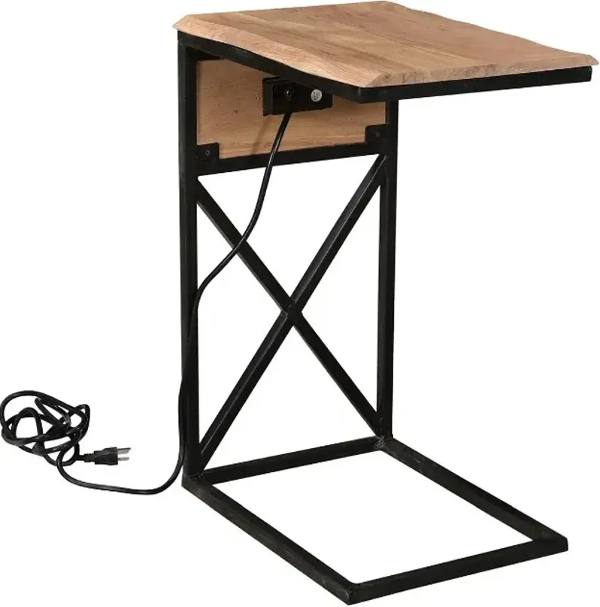 Crestview Collection Bengal Manor Dunwell Brown C Side Table with Antique Black Base