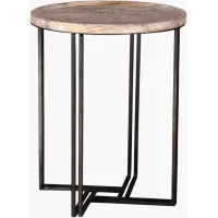 Crestview Collection Blake Brown Round End Table with Black Base
