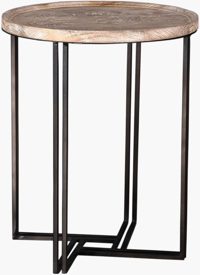 Crestview Collection Blake Brown Round End Table with Black Base