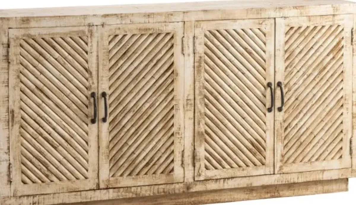 Crestview Collection Fairfax Distressed Beige Sideboard