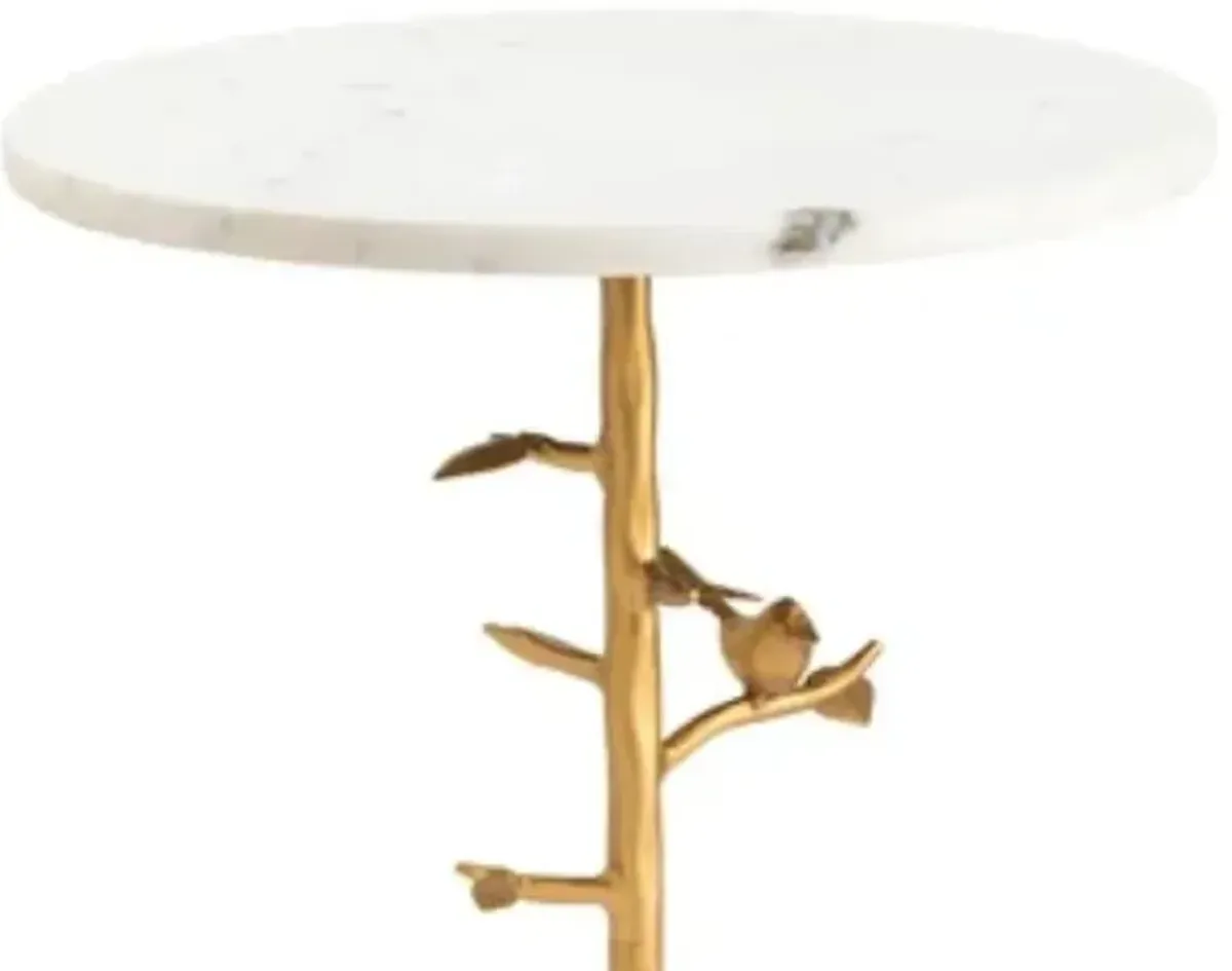Crestview Collection Tweety Bird Glass Top Accent Table with Gold Base