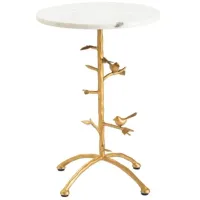 Crestview Collection Tweety Bird Glass Top Accent Table with Gold Base