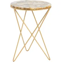 Crestview Collection Olivia Gold Accent Table with Agate Top