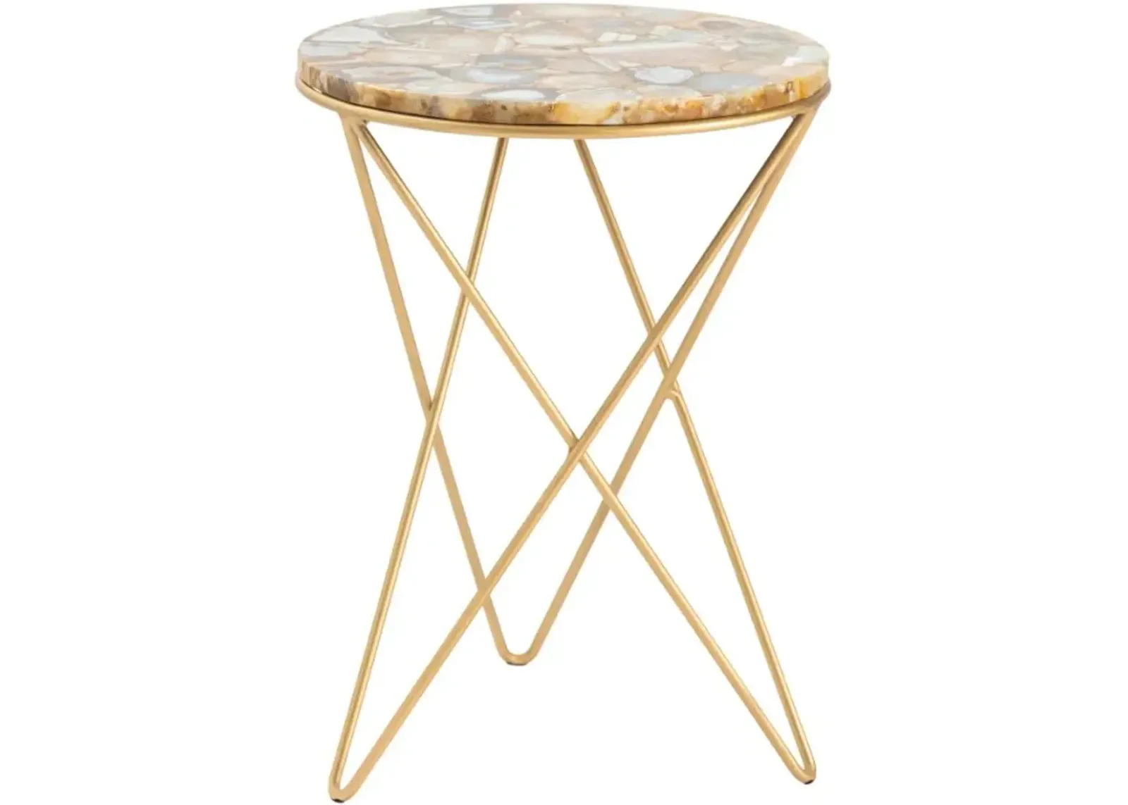 Crestview Collection Olivia Gold Accent Table with Agate Top