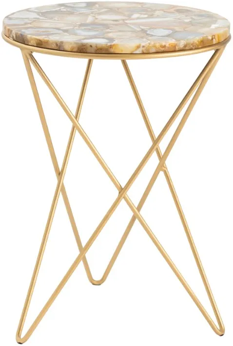 Crestview Collection Olivia Gold Accent Table with Agate Top